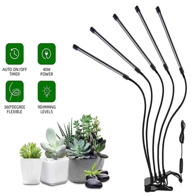 Lámpara de cultivo de plantas de clip de espectro completo con luces rojas y azules para invernaderos o plantas de interior